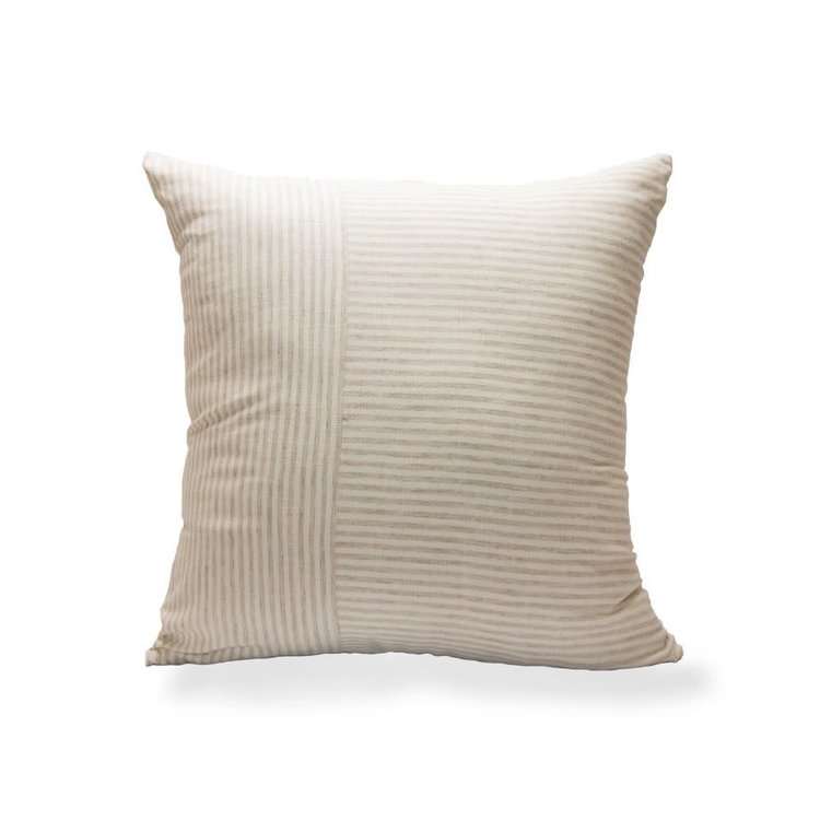 Meg Pillow, 20" White Natural Stripe