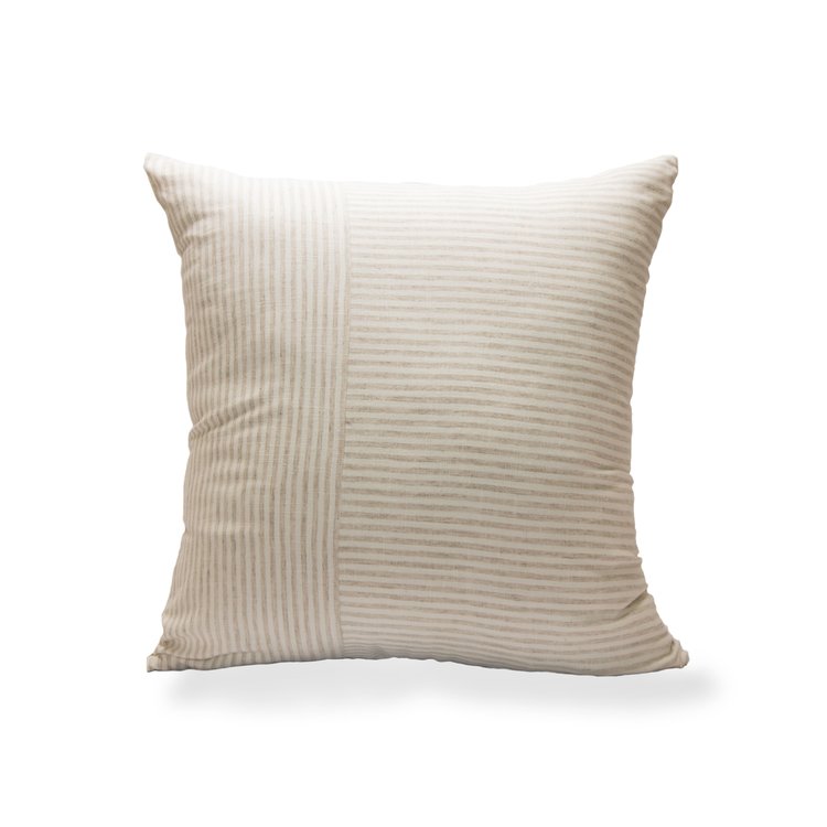 Meg Pillow, 20" White Natural Stripe