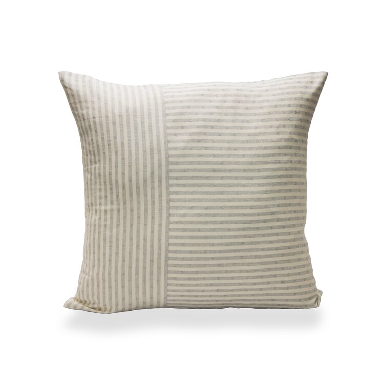 Kay Pillow, 22" Gray Cream Stripe