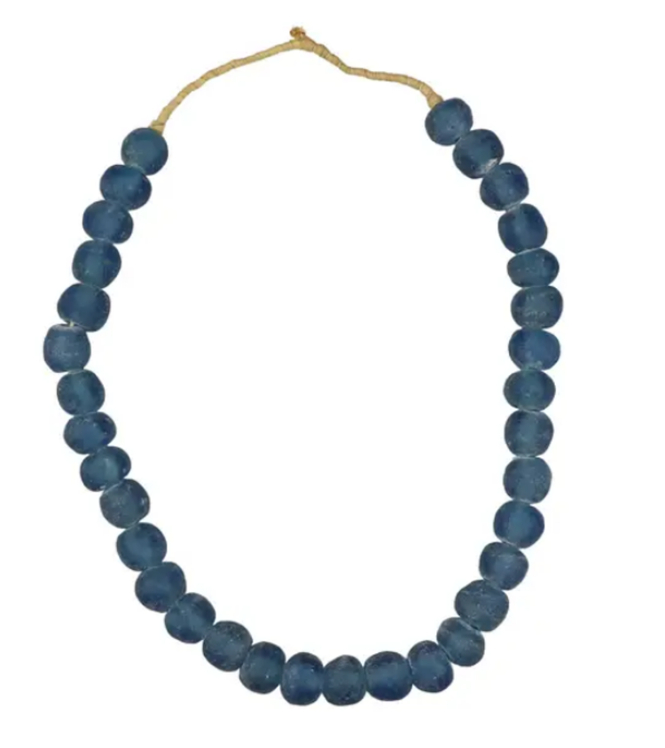 Recycled Glass Beads Blue Med