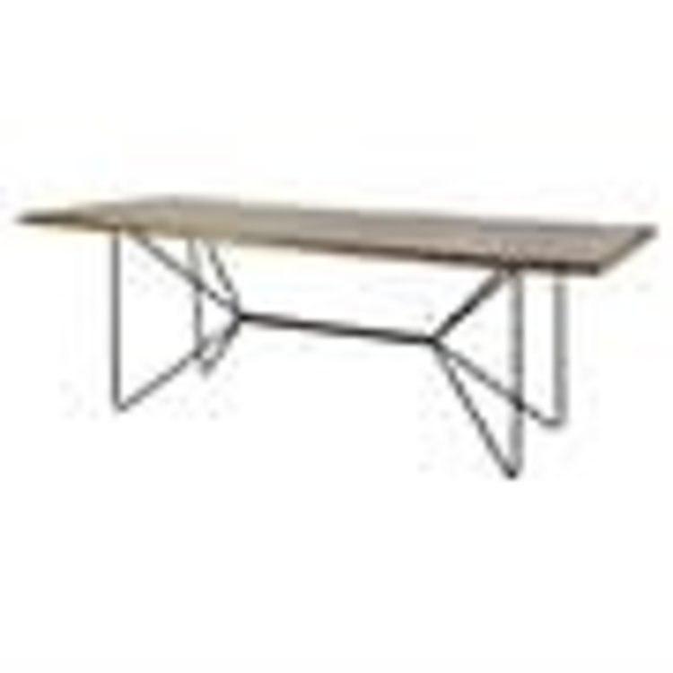 Papillion Dining Table, Natural Wood & Black Iron