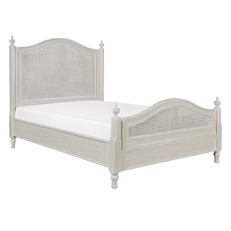 Beyond Borders Britta Bed, Queen Gray White Wash