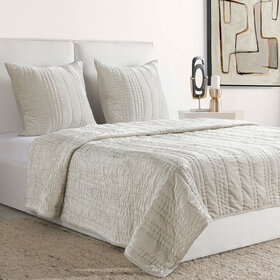 Seville 3pc Quilt Set, Oyster Gray Queen
