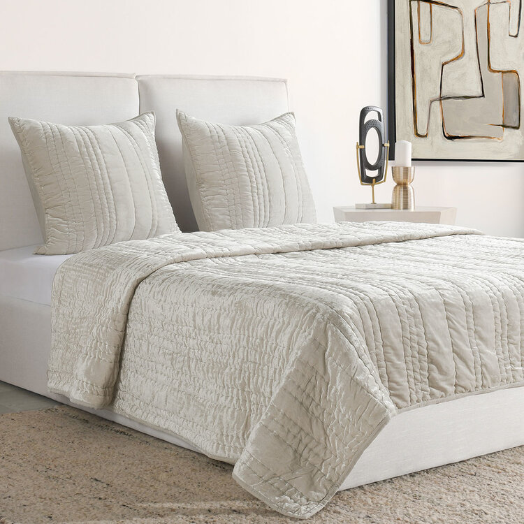 Seville 3pc Quilt Set, Oyster Gray Queen