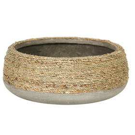 Nature Low Round Grass and Concrete Pot