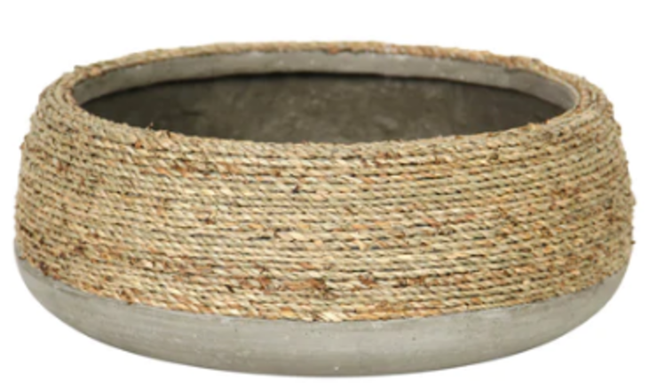 Nature Low Round Grass and Concrete Pot