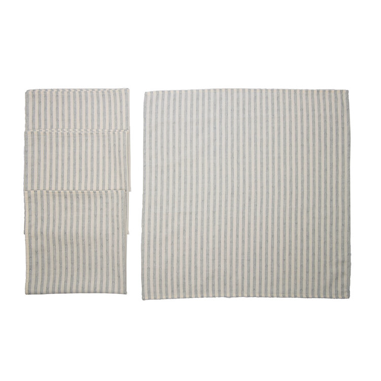 Jes & Gray Niki Napkin Grey/White Stripes, set of 4
