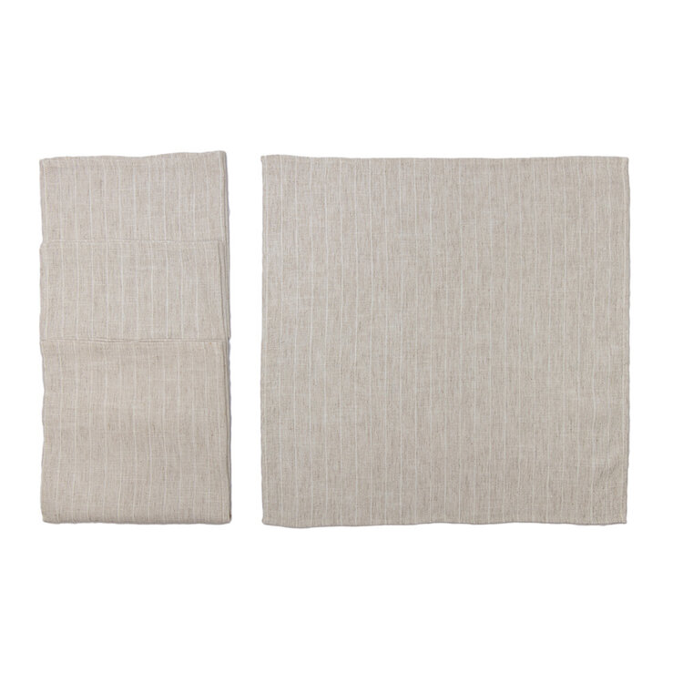 Jes & Gray Jill Napkin Natural White Pinstripe, set of 4