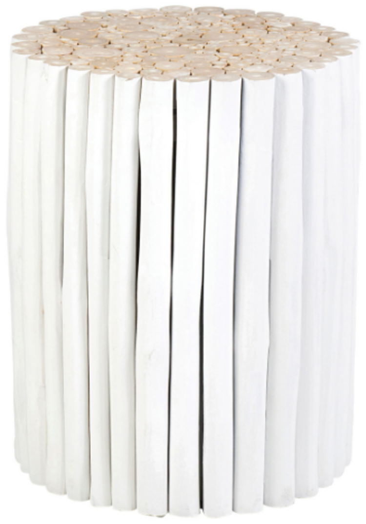 Prelude Teak Branch Side Table, White and Natural