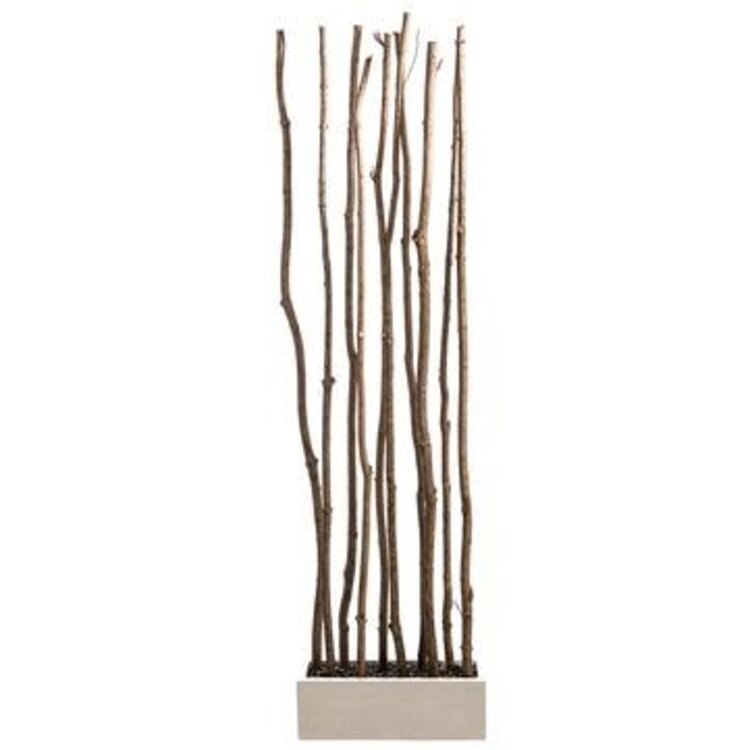 Grey Maple Pole Divider White Polyresin Planter- Grey / White