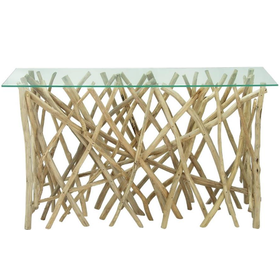 Handmade Teak Wood Tree Branch Console