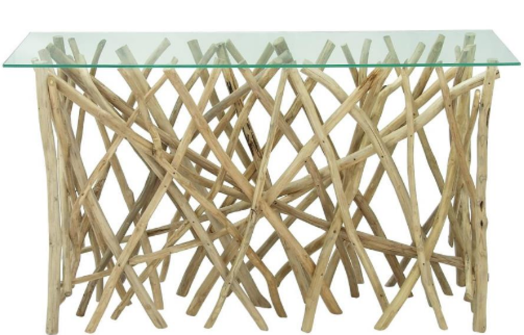 Handmade Teak Wood Tree Branch Console