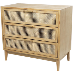 3 Drawer Wood Cabinet with Gold Handles