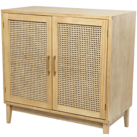 Light Wood 2 Door Cabinet with Gold Handles