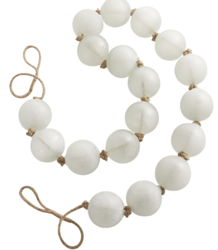 Handmade White Glass Frosted Long Garland