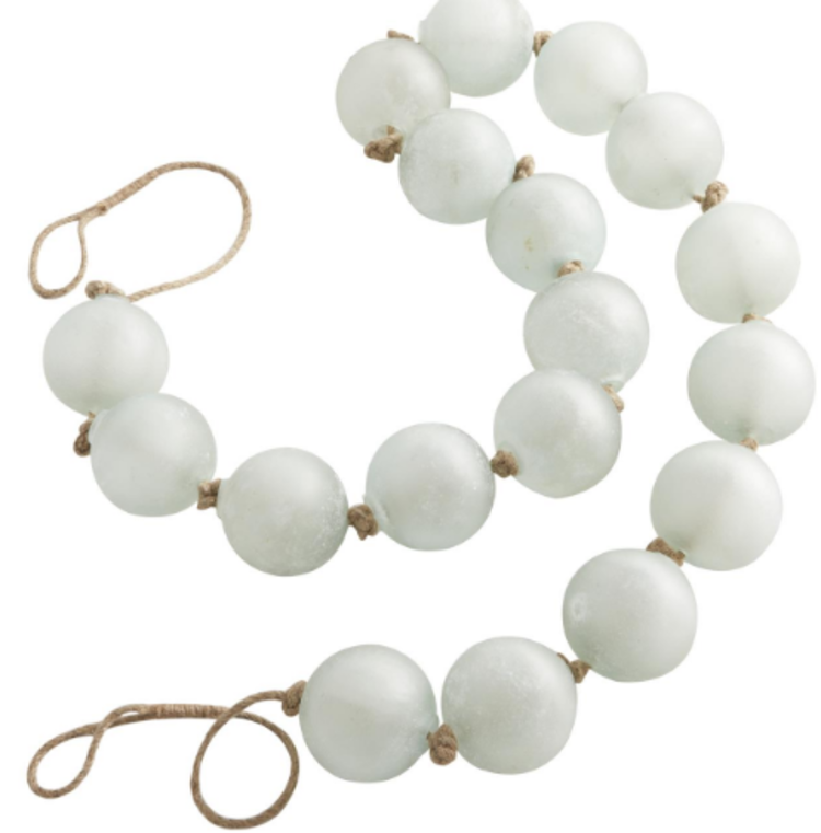 Handmade Teal Glass Frosted Garland