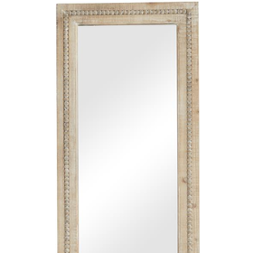 Distressed Beaded Wood Wall Mirror