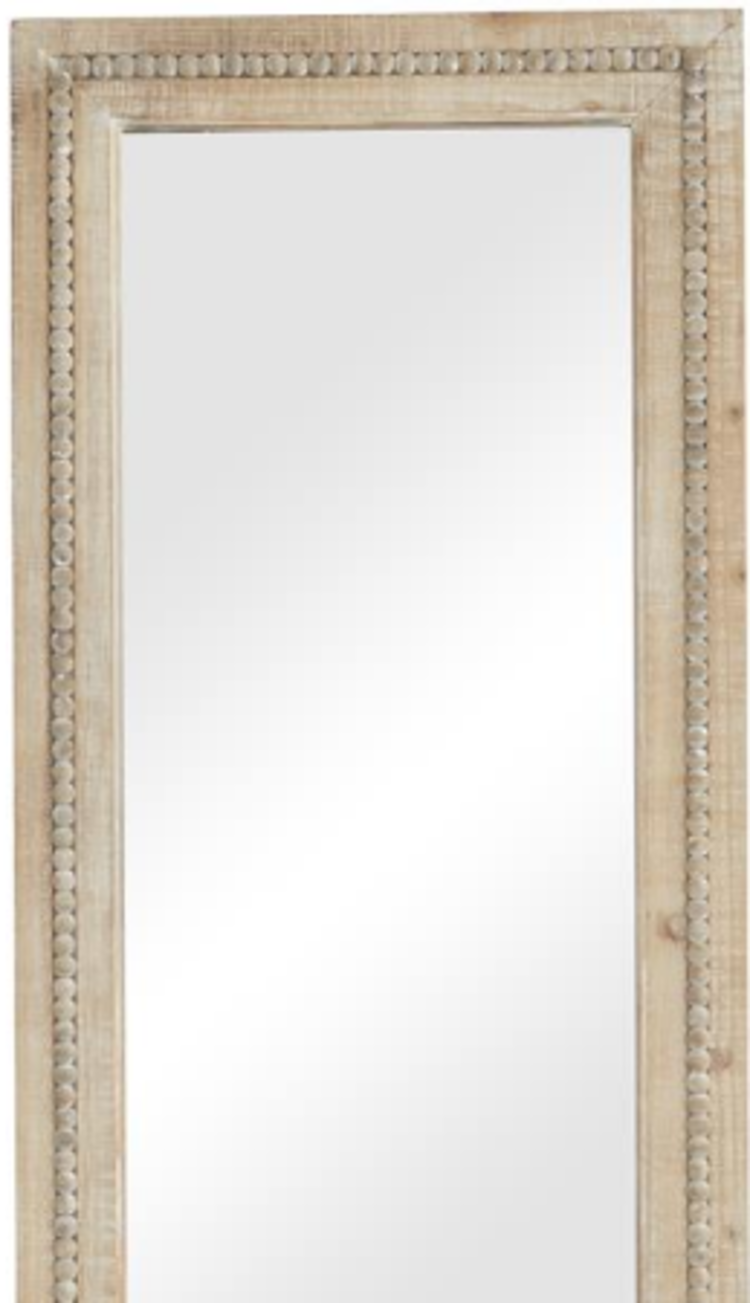 Distressed Beaded Wood Wall Mirror