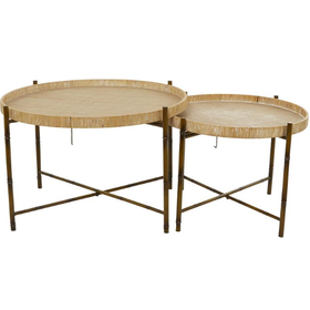 Rattan Nesting Accent Table Set