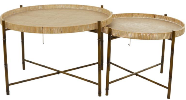 Rattan Nesting Accent Table Set