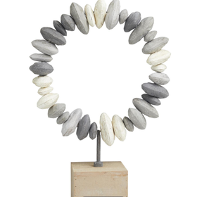 Gray Metal Circular Stone Sculpture- Large