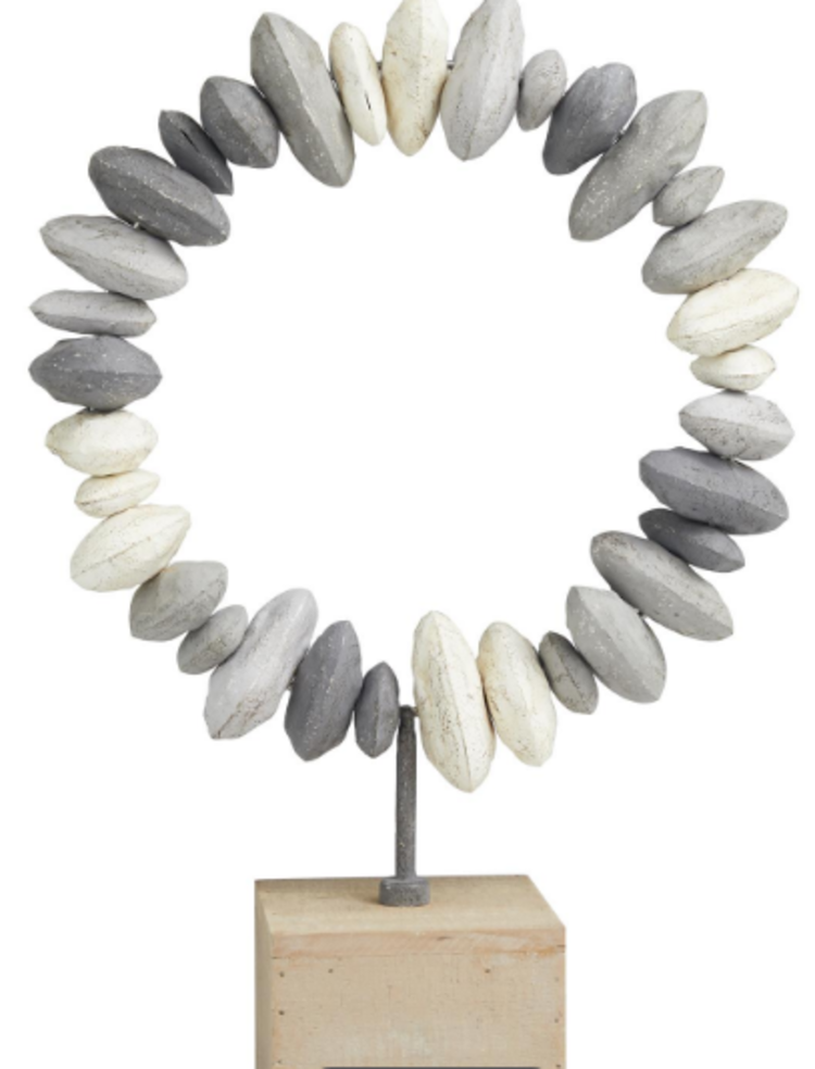 Gray Metal Circular Stone Sculpture- Large