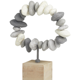 Gray Metal Circular Stone Sculpture- Small