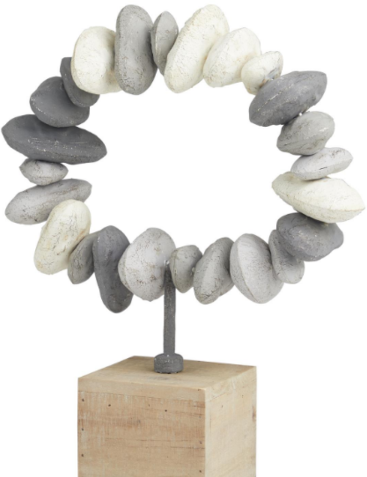 Gray Metal Circular Stone Sculpture- Small