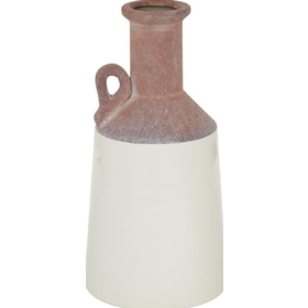 White Ceramic Vase w/ Pink 12''