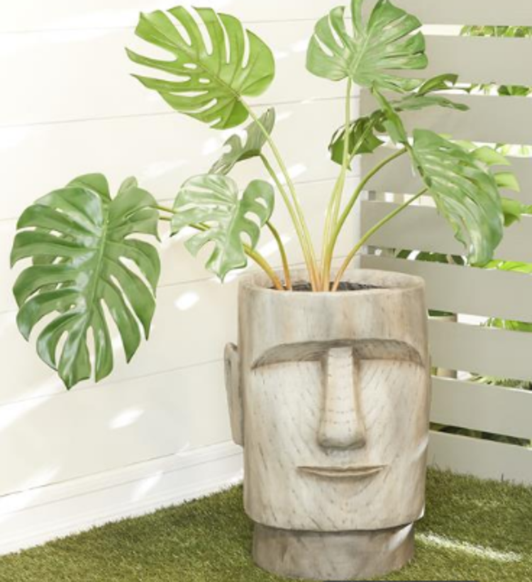 Brown Indoor/Outdoor Island Head Planter, Small