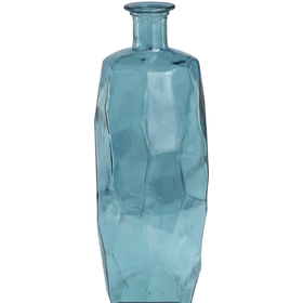 Tall Teal Bottleneck Vase