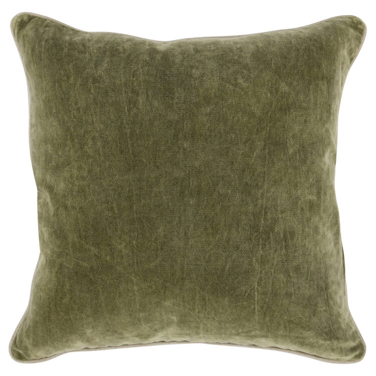 SLD Heirloom Velvet Moss Pillow, 22'' x 22''