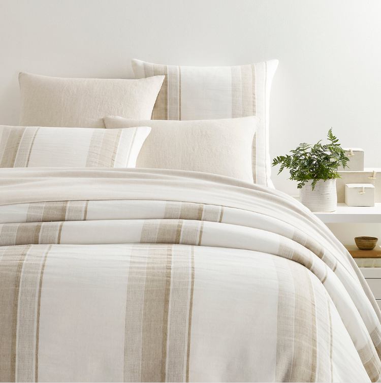 Napa Stripe Linen Duvet, Natural King