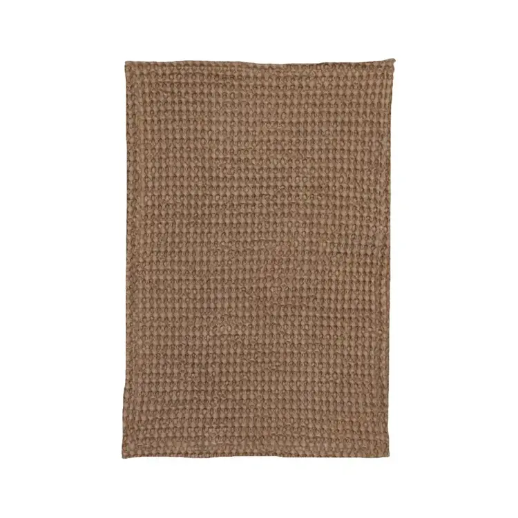 Stonewashed Cotton Waffle Towel, Camel