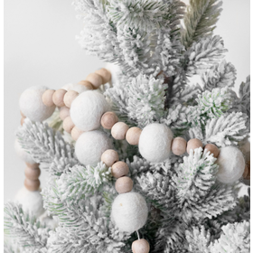 72'' Wool & Wood Ivory Garland