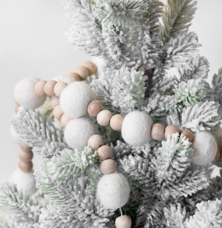 72'' Wool & Wood Ivory Garland