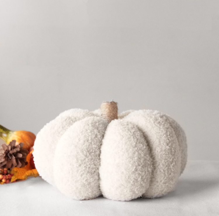 9'' Beige Teddy Cloth Pumpkin