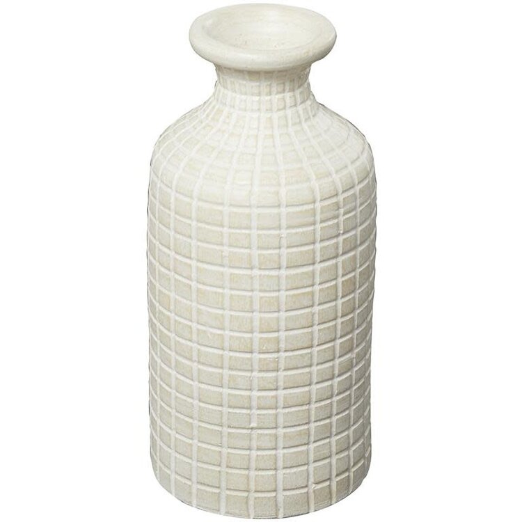 Cream Ceramic Textured Vase