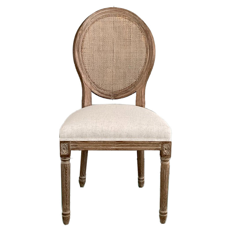 Atelier Home Louis Round Cane Back Side Chair- Natural Ecru