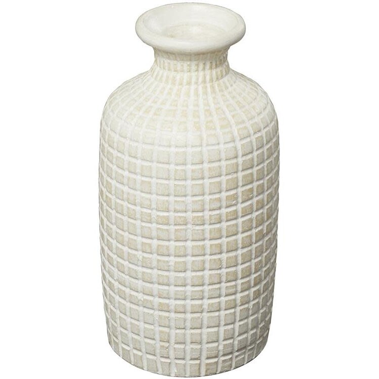 Cream Ceramic Textured Vase