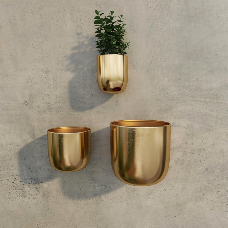Gold Metal Indoor/Outdoor Floating Wall Planter