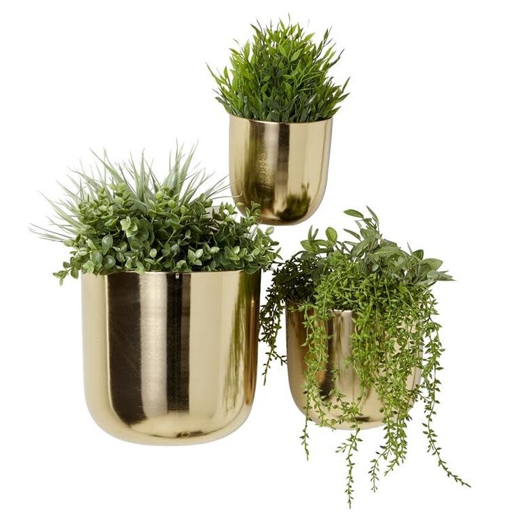 Gold Metal Indoor/Outdoor Floating Wall Planter