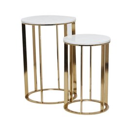 Gold Metal Accent Table w/ Marble Top