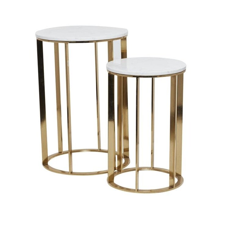 Gold Metal Accent Table w/ Marble Top