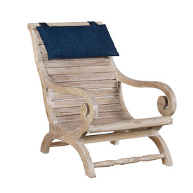 Beyond Borders Teak Slatted Lazy Chair w/ Neck Rest (NAT LW)