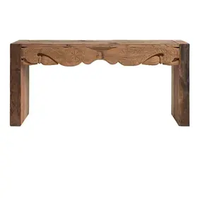 Hand-Carved Reclaimed Wood Console