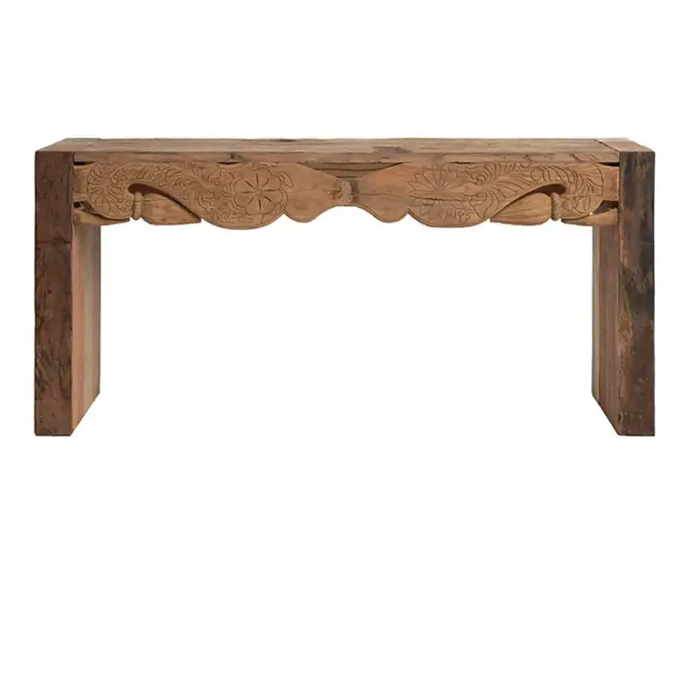 Hand-Carved Reclaimed Wood Console