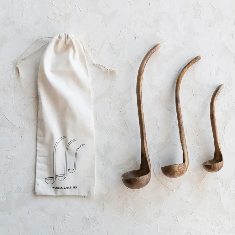 Mango Wood Ladles- set of 3