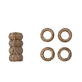 Hand-Woven Rattan Napkin Rings- set of 4