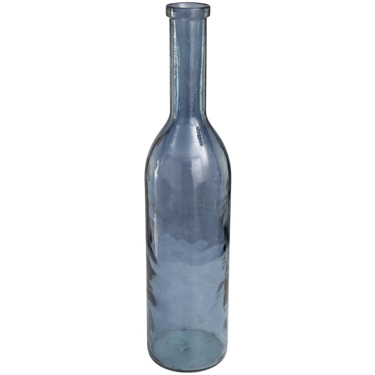 Blue Recycled Glass Vase, 30" H